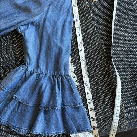 Blue Ruffle Sleeve Dress - Picture 4 of 7